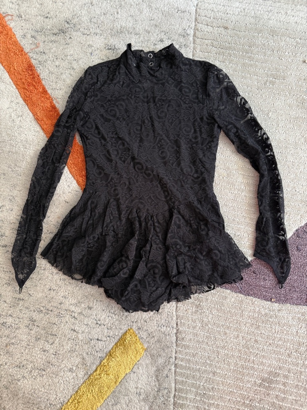 Black Lace Figure Skating/ Dance Costume for Kids - Classic Long Sleeve